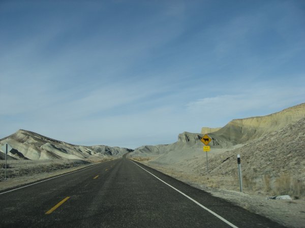 Wide open roads between Capital Reef and Arches