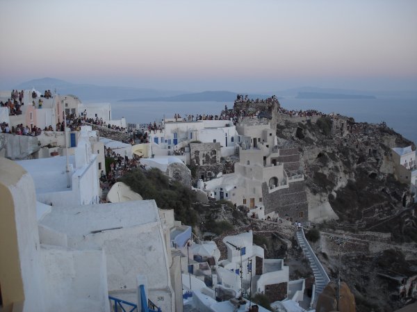 Watching the sunset in Oia, Santorini