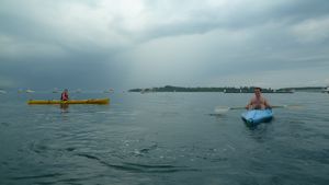 Kayaking before the storm in Puerto Jiminez bay