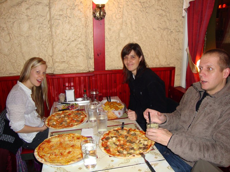 Enjoying pizzas at Pizza Maria