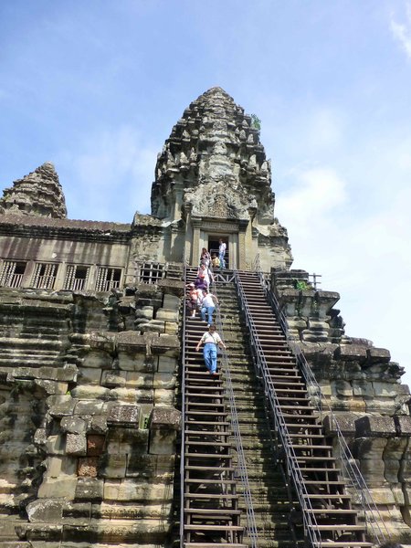 East side of Angkor Wat - with steep steps!