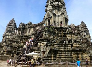 East side of Angkor Wat - with steep steps!