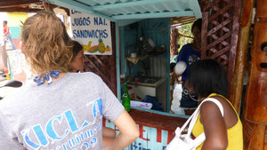 Getting a fruit smoothie in Las Galeras