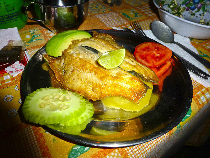 Trucha - yummy trout for dinner on first night of Santa Cruz trek