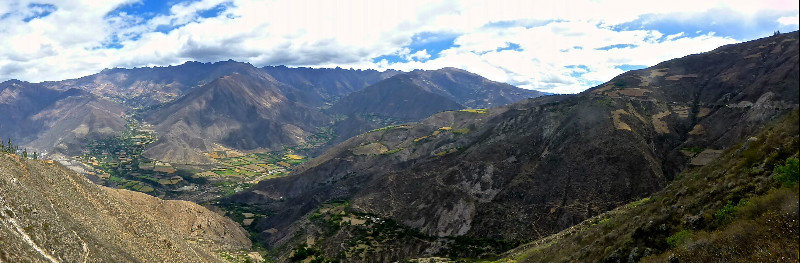 View of Pato Valley returning to Huaraz at end of Santa Cruz trek
