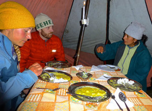Dinner in the mess tent