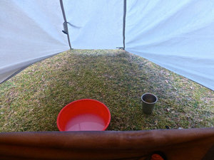 Morning bath and coca tea routine from tent