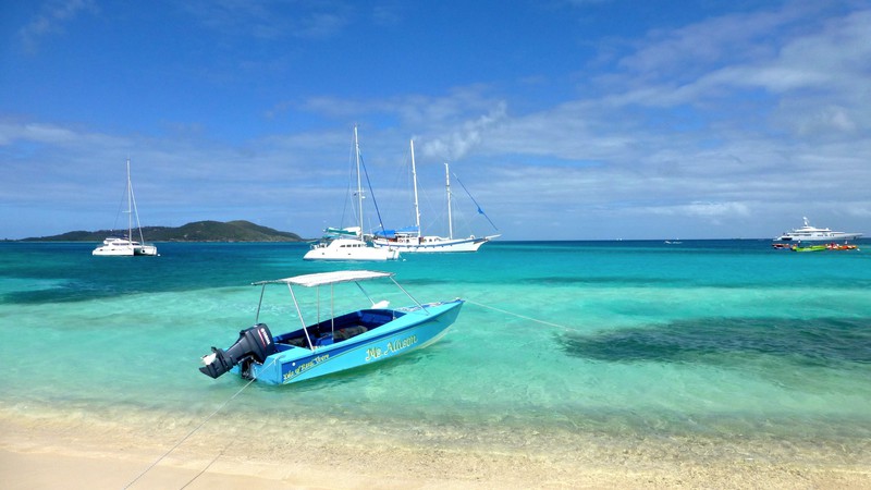 Allison's boat parked in the Tabago Keys