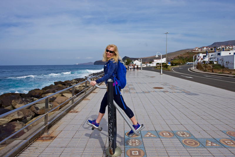 Exercising on coast in Puerto de las Nieves