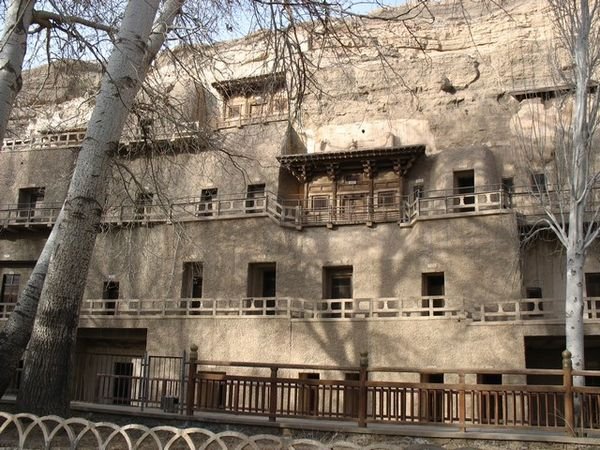 The outside of the Mogao Caves
