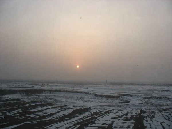 Sunrise coming into Kashgar