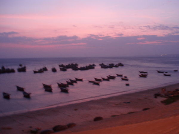 Sunset over fishing village - Mui Ne
