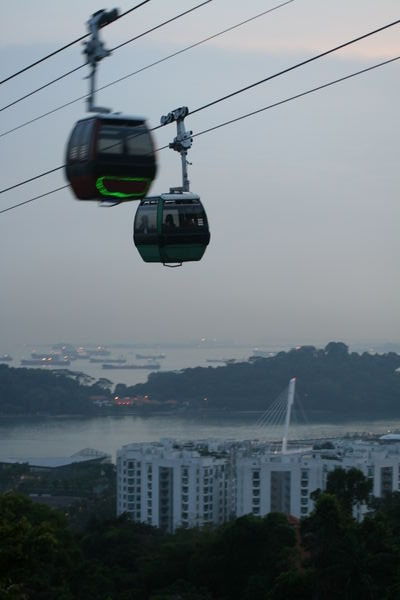 Cable cars accross to Sentosa Island