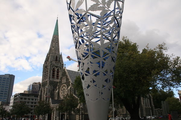 Christchurch cathedral and a big vase