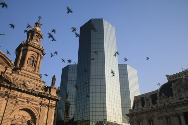 Santiago - the old,the new and the pigeons