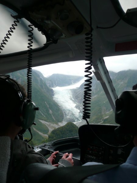 View of the glacier from the cockpit