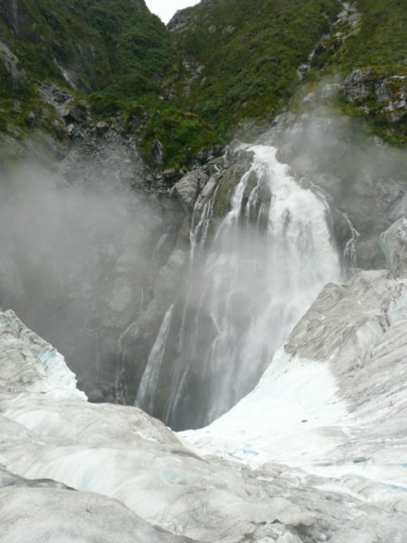 Glacier side waterfall