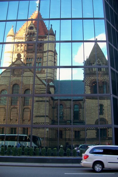 Trinity Church reflected in the John Hancock Bldg. in Boston