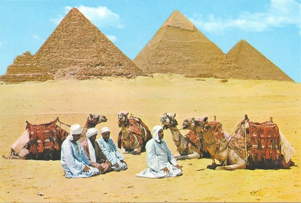 Prayer time near the Giza pyramids