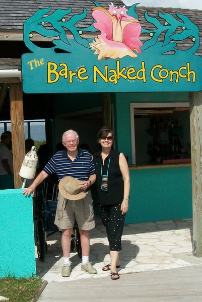 In front of the Bare Naked Conch Cafe