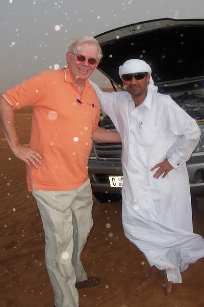 Bill and Oscal, our Bedouin driver and guide (plus the blowing sand on my lens!)
