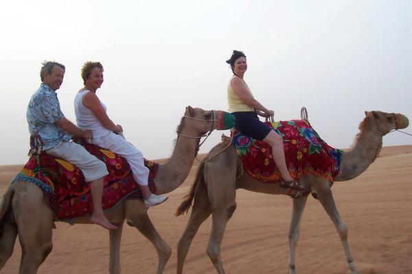 Linda on her rather spirited camel