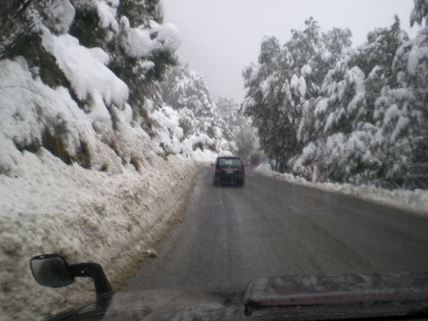 Lewis Pass: driving through the snow