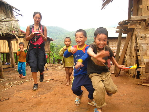 the kids were very happy and smiling a lot..while visiting a Akha hill tribe village