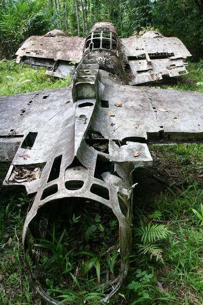 Japanese aircraft rotting in the jungle