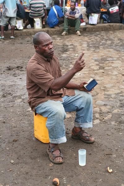 Soapbox preacher in Goroka