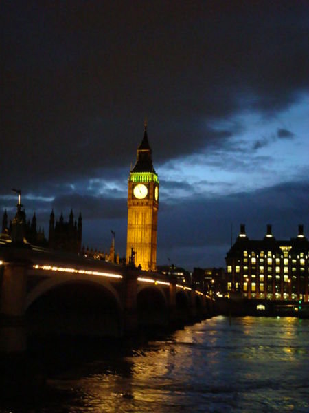 Big Ben and bridge at twilight
