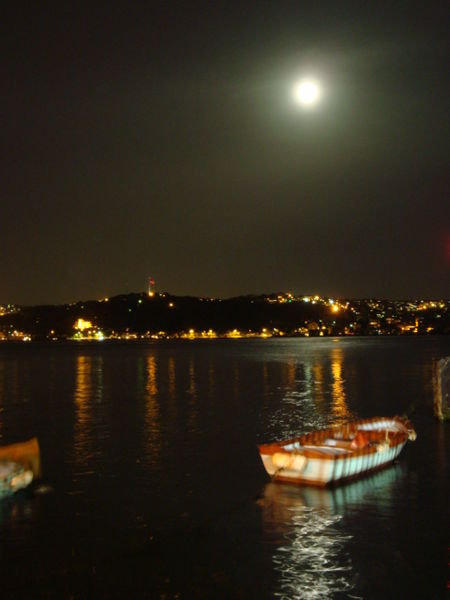 night time harbor