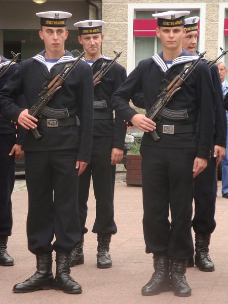 service men commemorating the holiday in Sopot