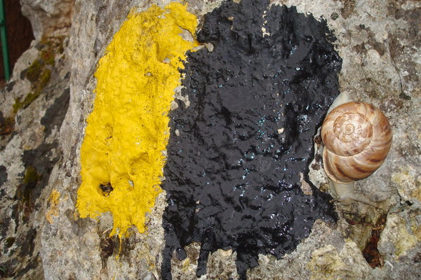 Yellow and black mark the trail above Kardamyli
