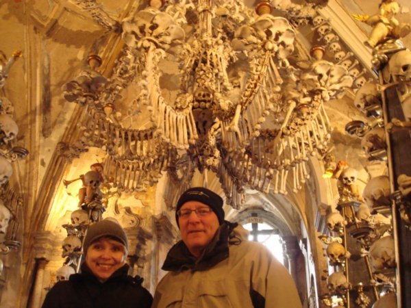 Keith and Vilma under the bone chandelier