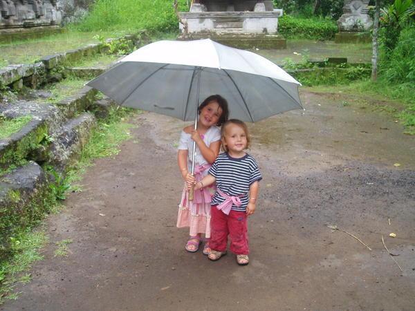 Mia and Jake and an umbrella