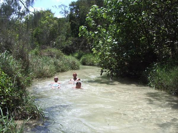 Andy, Sean and Emma going with the flow in Eli Creek