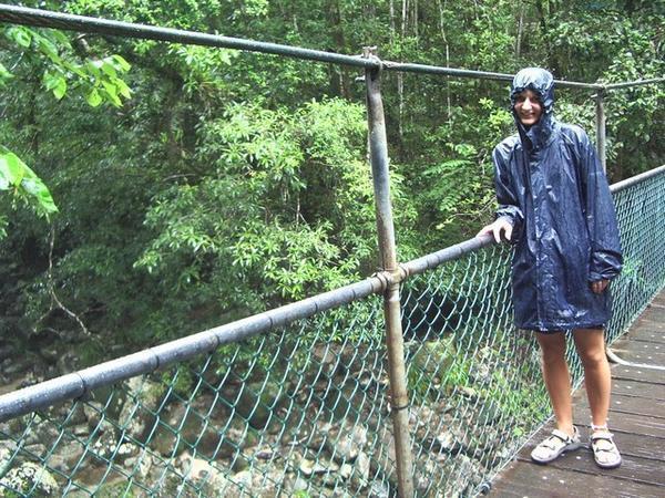 Mel on the swing bridge at Mossman gorge