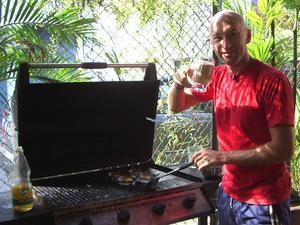 Andy cooking our eggs on the bbq