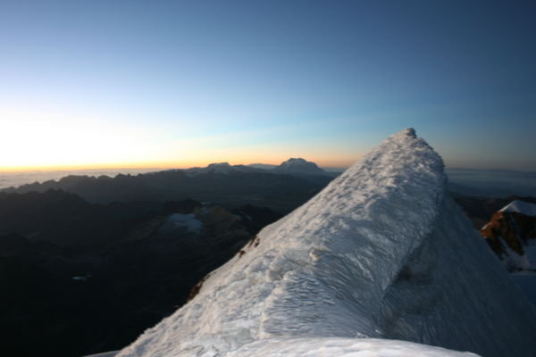 The 6088m summit of Huayna Potosi.....