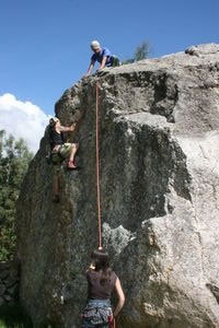 Attacking the 7 metre boulder.....