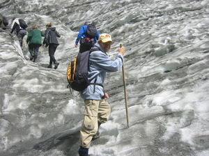 Hiking up the glacier