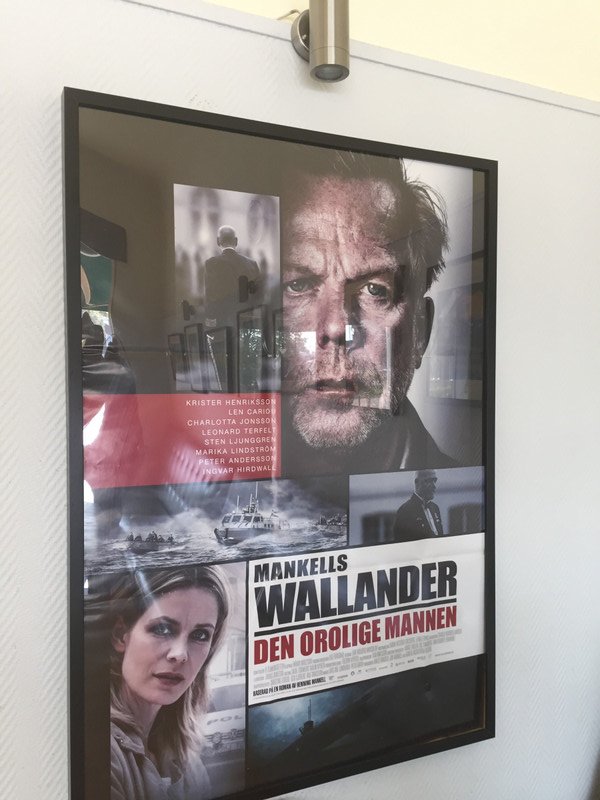 Wallander movie poster in the coffee shop