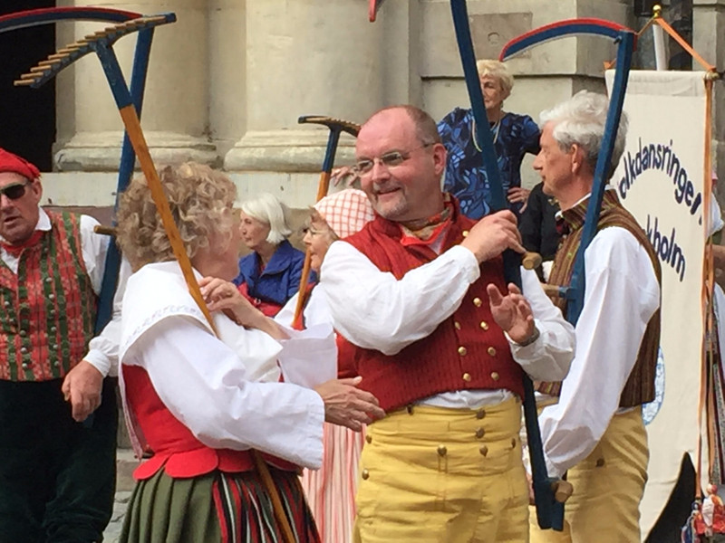 Folk dancers on the square