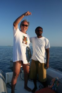 M's first catch at sea, Maldives