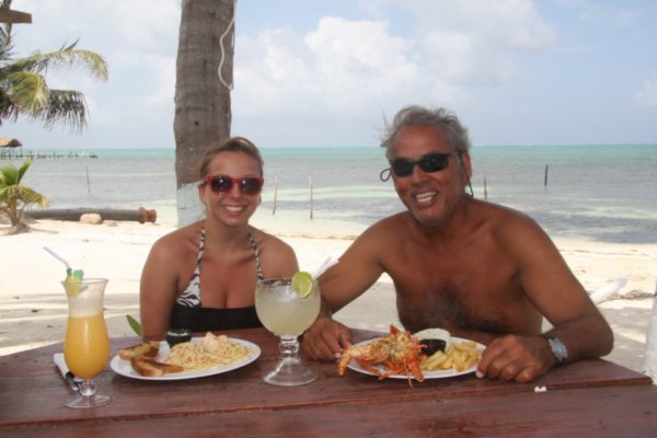 Lou's special birthday lunch, Caye Caulker