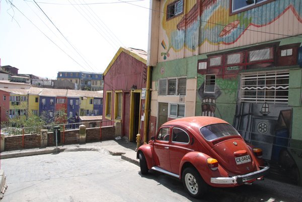 At the top of the funicular, Valparaiso