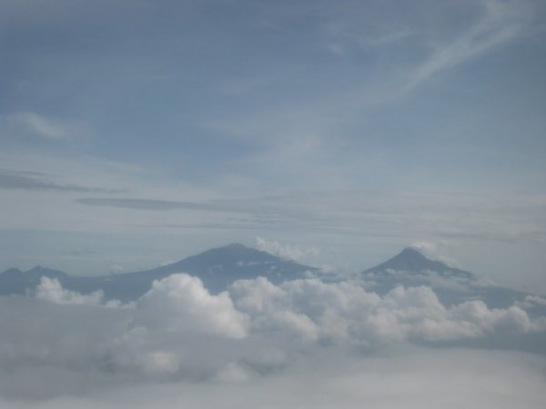 Flying out of java along the line of volcanoes