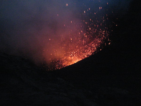 The lava spitting of the volcano