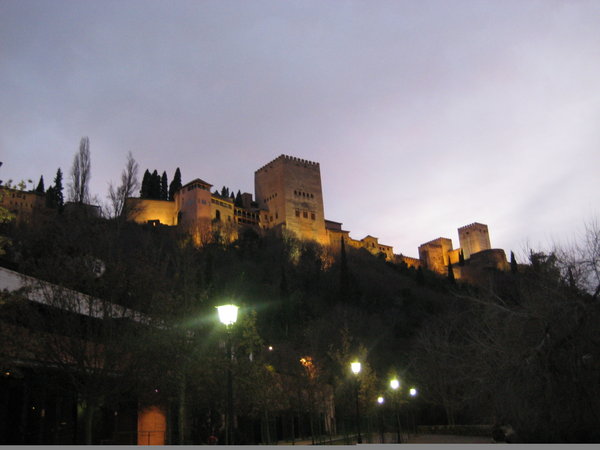 The Alhambra high on the hill in Granada